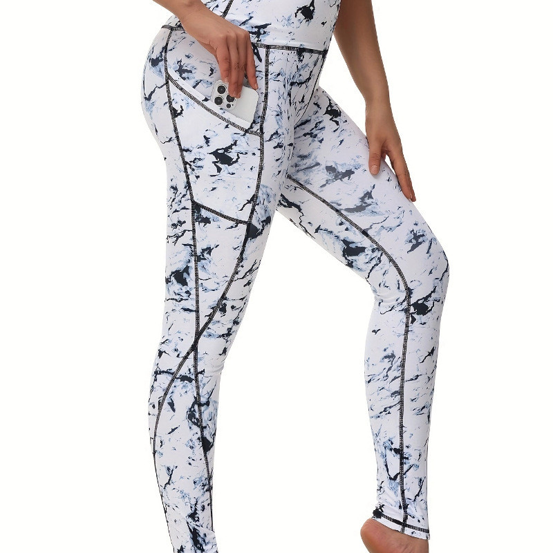 Women High Waist Leisure Fitness Yoga Pants With Pockets Tummy Control