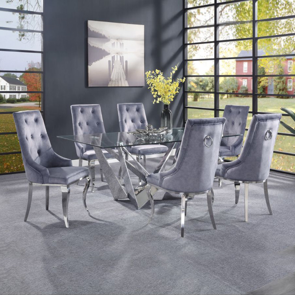 78x40x30inch Tempered Glass Dining Table Luxury Room Furniture