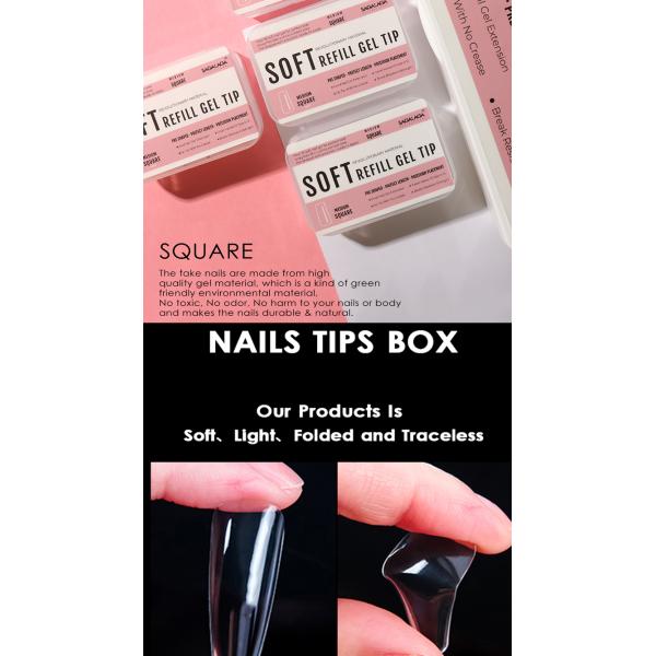 Clear Acrylic Soft Gel Nail Extension Tips Natural Replacement Refill Packs for Nails Professional Equipment