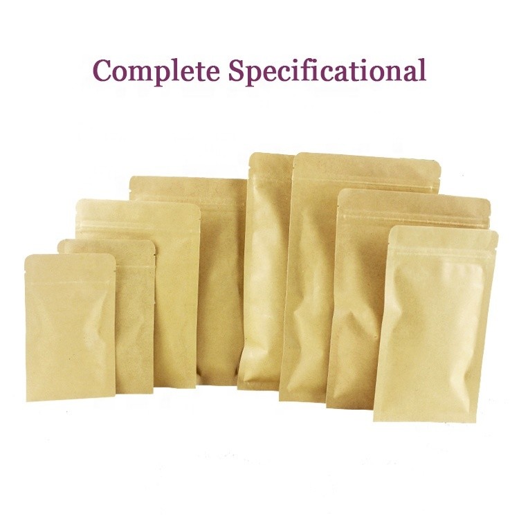 Flat Bottom Resealable Kraft brown paper bags with zipper foil lined for Food