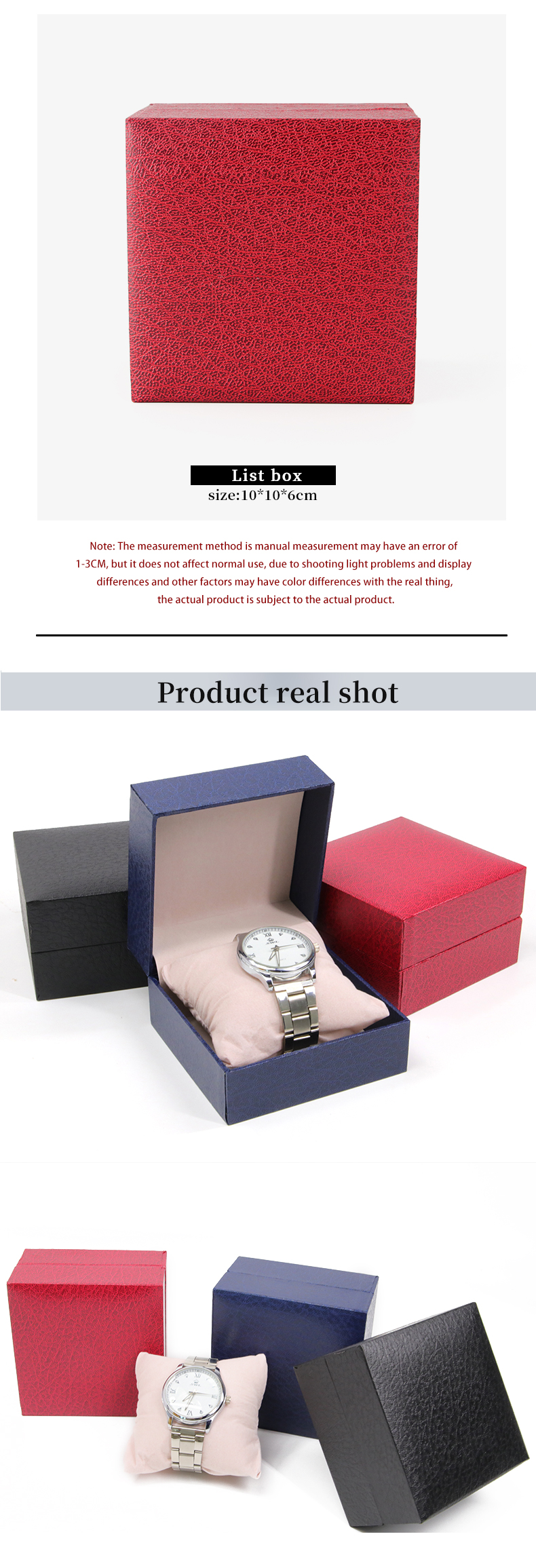 Fine Pebble Grain Hard Paper Watch Packaging Box Compact Cardboard Storage Case