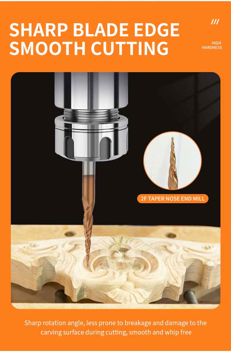 Tialn Coated Spiral Wood Carving Bits Alloy Straight Shank Rotary Tool Wood Carving Bits