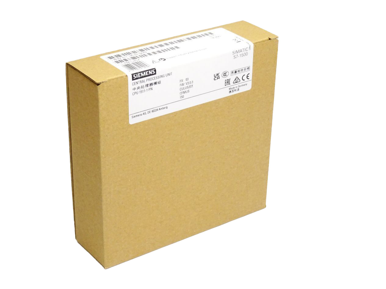 SIEMENS CPU1511-1 6ES7511-1AL03-0AB0 CENTRAL PROCESSING UNIT WITH WORK MEMORY 300 KB FOR PROGRAM AND 1.5 MB FOR DATA, 1S