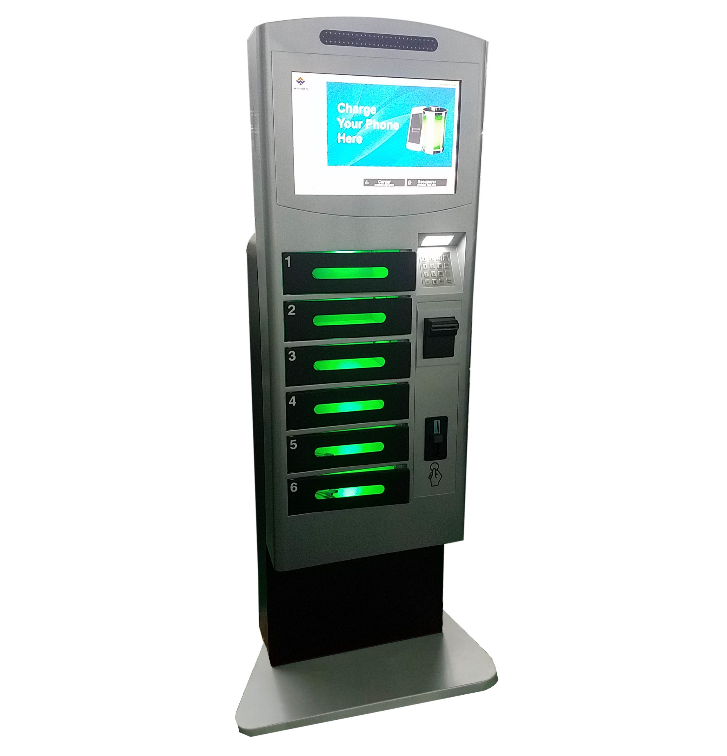 Quality Computer Operated Fast Cell Phone Charging Stations Coin / Bill / Card Payment for sale