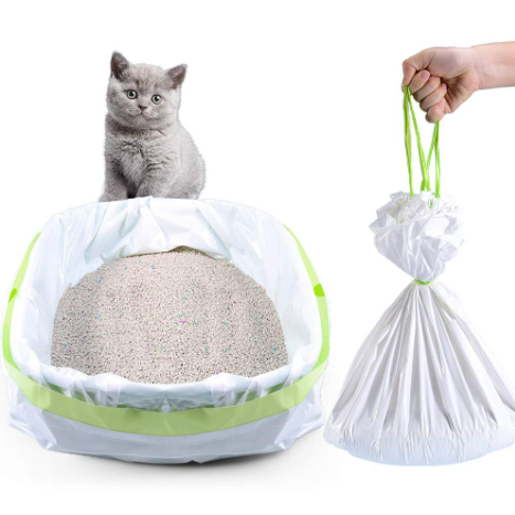 Custom Order Accepted Jumbo Kitty Litter Box Liners with Drawstring Closure in Beige