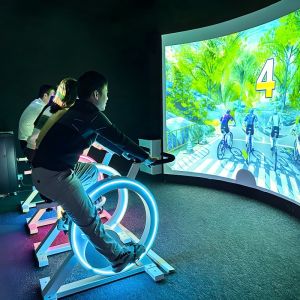 Quality 1280x800 AR Interactive Wall System Exercise Bike With Interactive Games for sale
