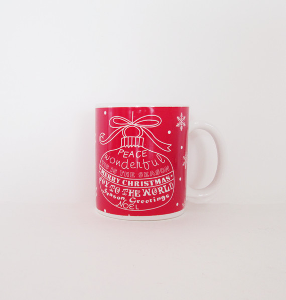 Wholesale ceramic Festive red decal Christmas mug coffee mugs