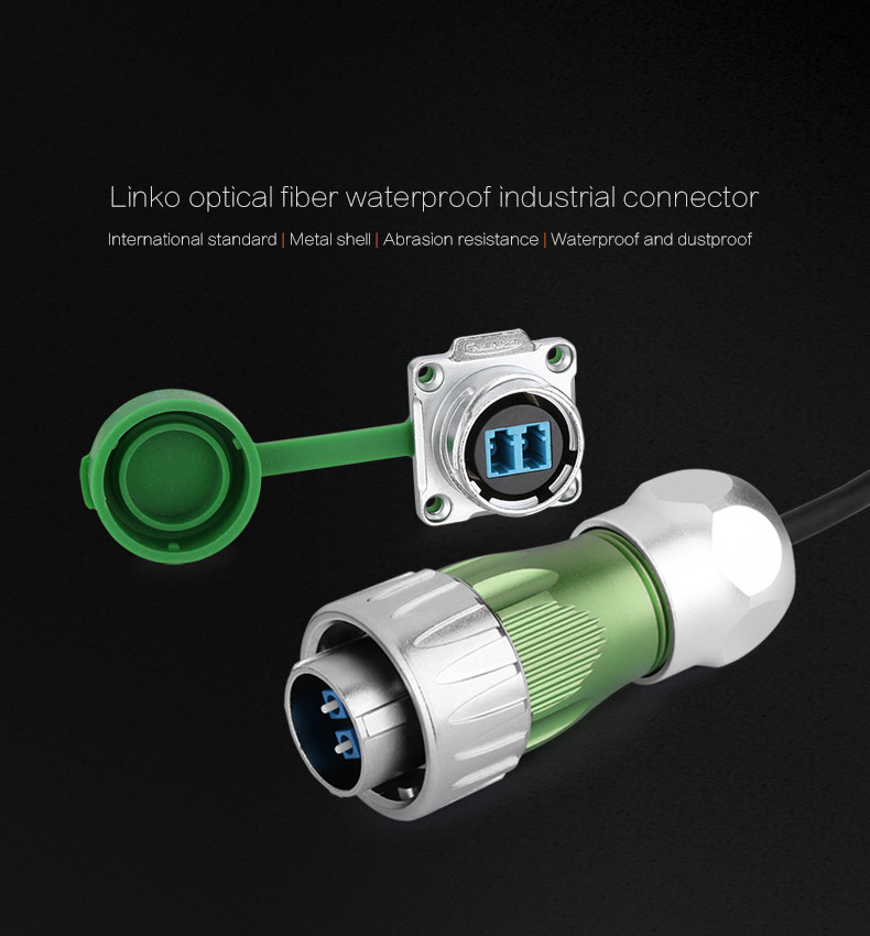 2018 DH24 Pogo Optical Fiber Circular WaterProof Connector for Signal Transfer, Metal Plug and Socket with Dust Cover