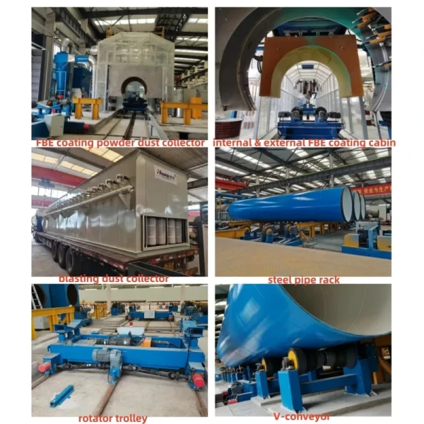 2lpe 3lpe Fbe Steel Pipe Internal/External Shot Blasting Coating Production Line