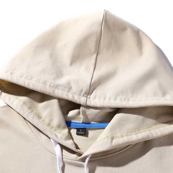 Kahki Oversize Mens Sports Hoodie Jacquard Logo 140gram Drawstring Pullover Hoodies