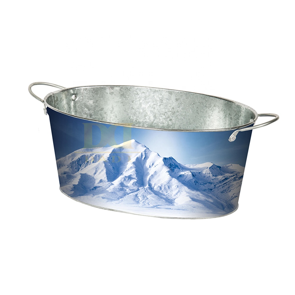 DADI Portable Wine Chiller Tinplate Metal Ice Bucket OEM/ODM Beverage Chiller Tub For Beer