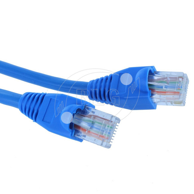 23/24AWG CU Cat6 Ethernet Patch Cable With Blue RJ45 Plug Boots Length Customized
