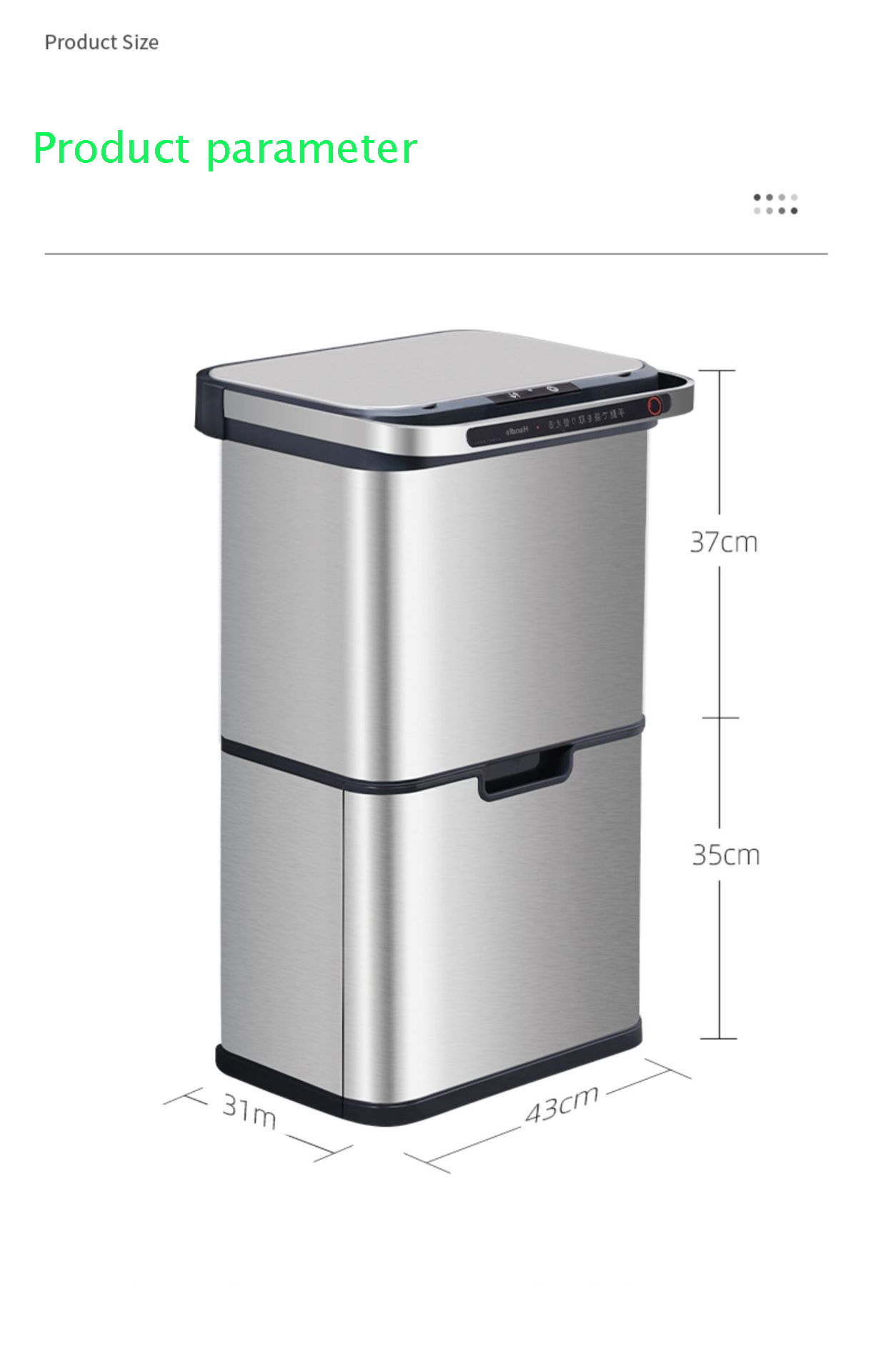 Customized Dry Wet Sorting Trash Can Stainless Intelligent Sensor Trash Can
