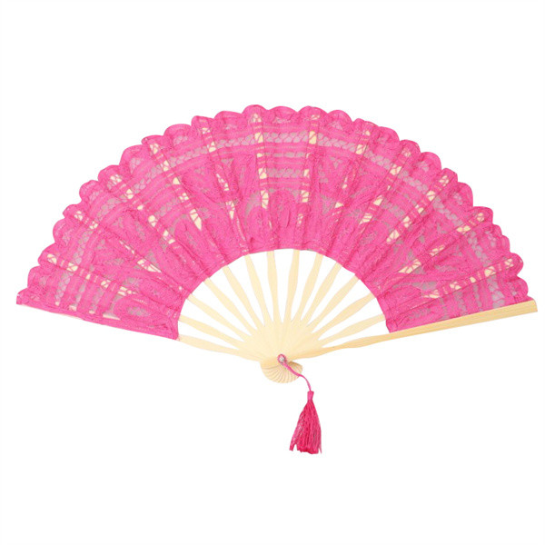 Double Sided Handmade Bamboo Fan 21cm 27cm Lace Folding Fan For Wedding Favor