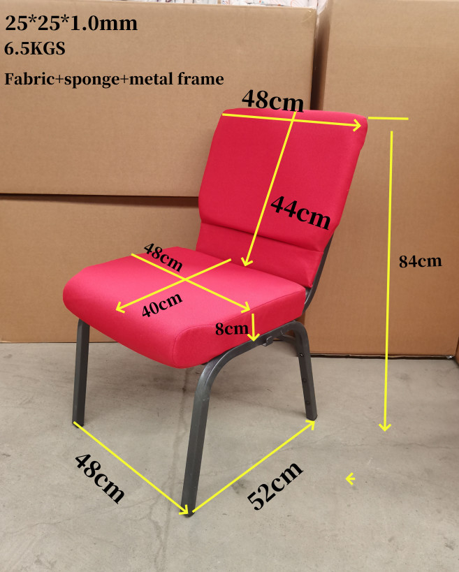 Interlocking Red Church Chairs Fabric Stackable Worship Chairs