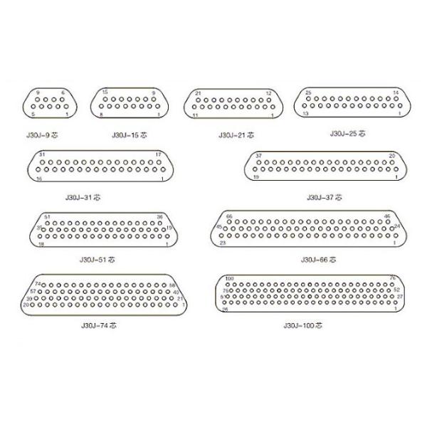 J30J Series of miniature rectangular Connector Socket with line J30J-15ZKP-20