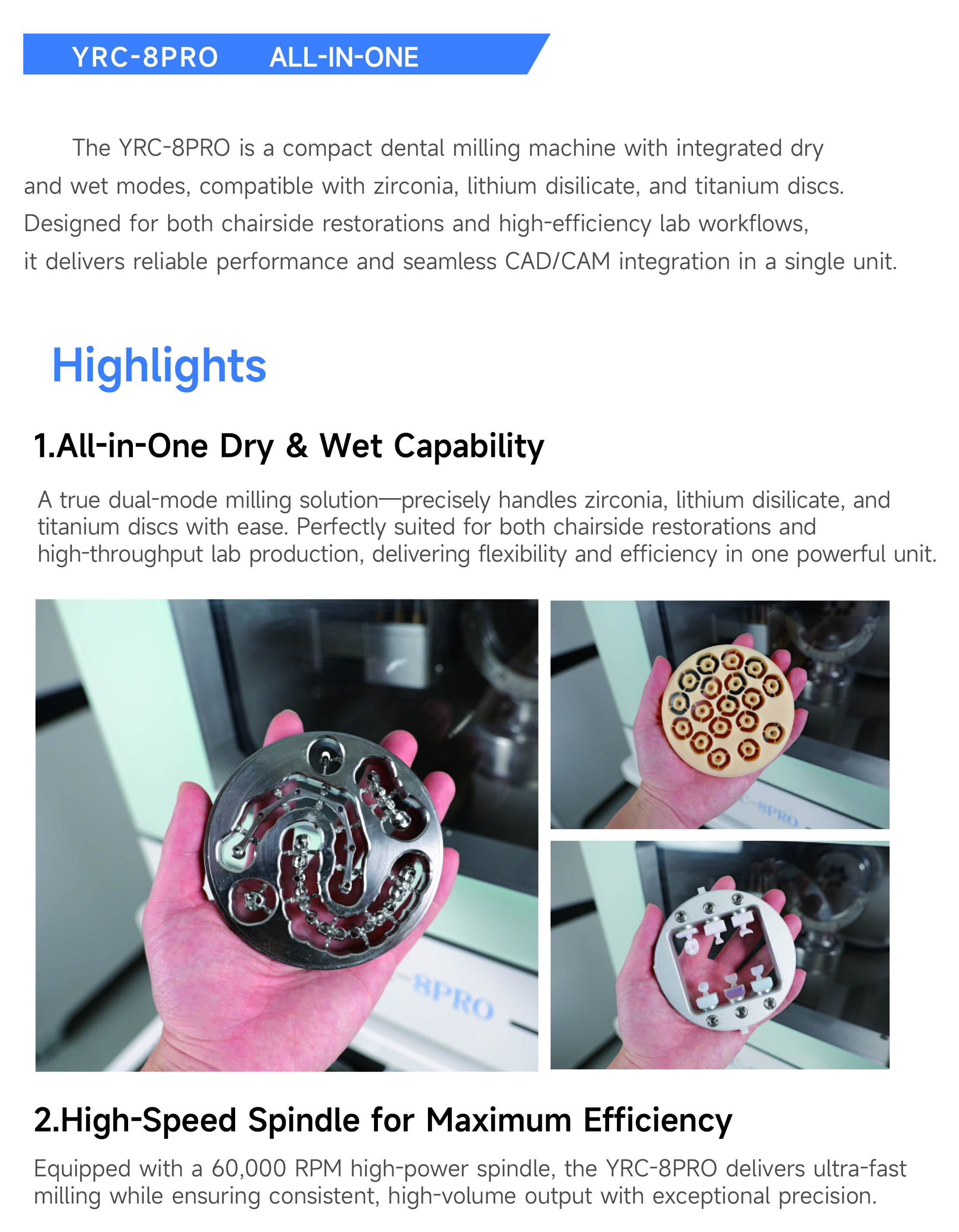 8 Pro 5-Axis Dental Milling Machine 60,000 RPM 18-Tool Capacity for Zirconia PMMA
