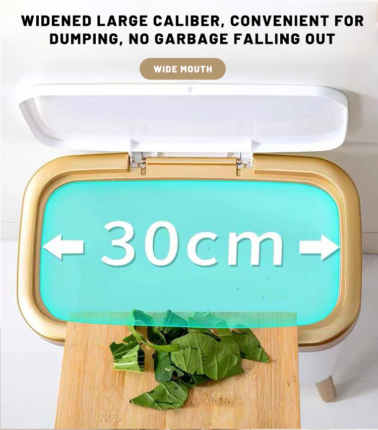 PP Plastic Office Dustbin Custom Trash Can 15L With High Bamboo Leg