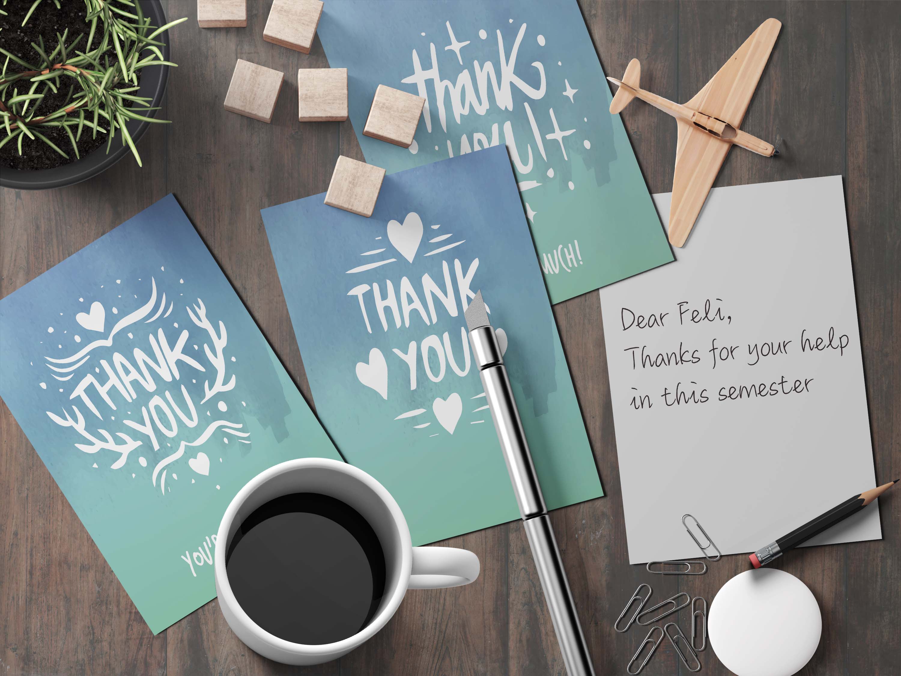 Festival Small Thank You Message Card CMYK Color Snow Christmas Greeting Postcard
