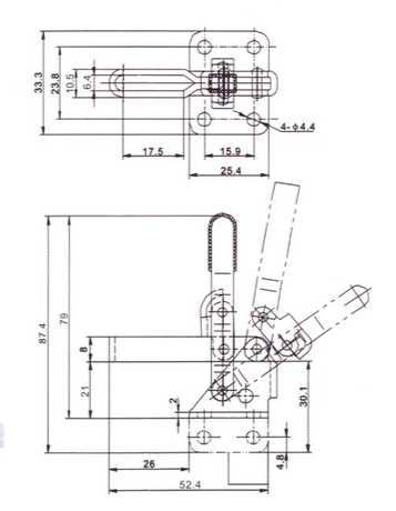 Welding Toggle Clamps101A U Shape Bar Rubber Cap Spindle Destaco 201-U