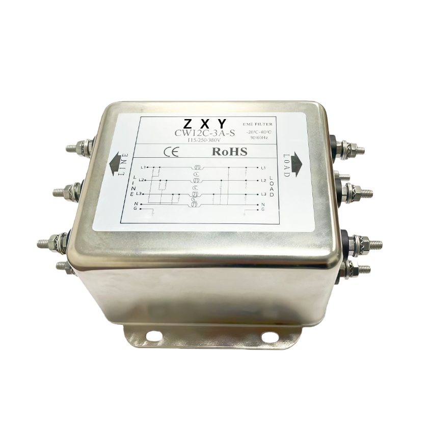 Three-Phase Four-Wire Power Filter Inverter EMI Servo Purifier CW12C-3A-S Bolt-Mounted