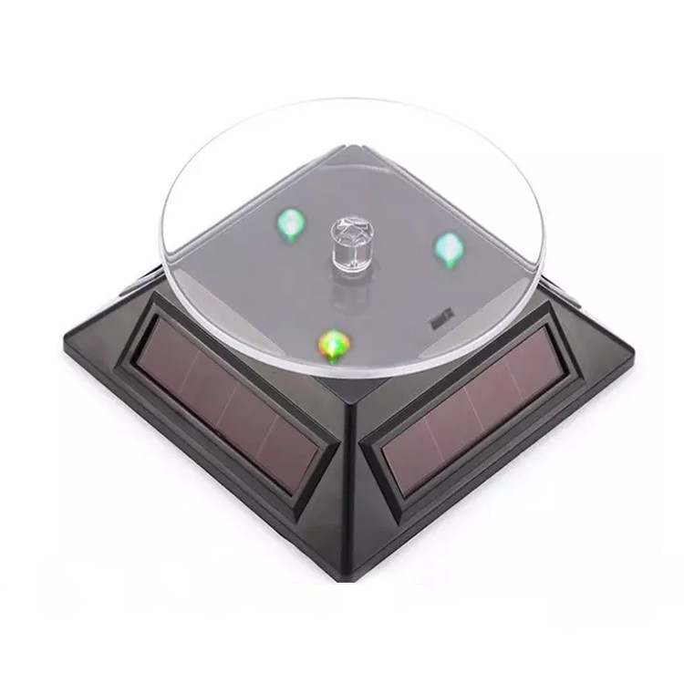 360 Degree Rotating Led Light Solar Display Stand For Displaying Mobile Phones Jewelry Watch