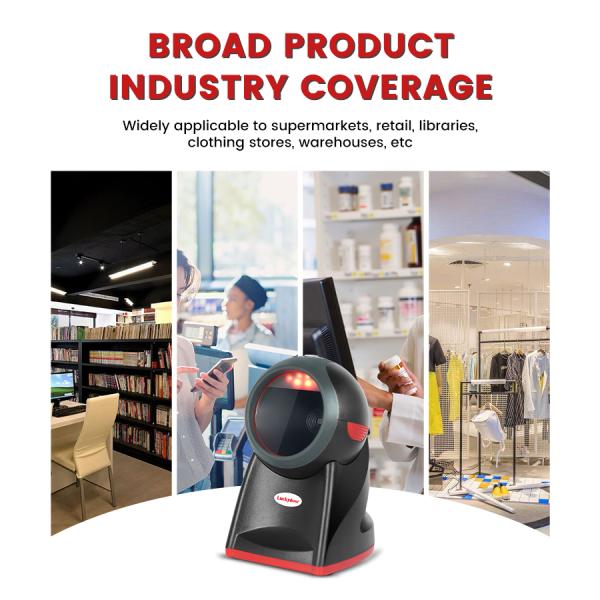 USB 2D 1D Desktop Barcode Scanner 4 Mil Omni-directional LED Light for Retail Supermarket Restaurant QR Code Reading RS232
