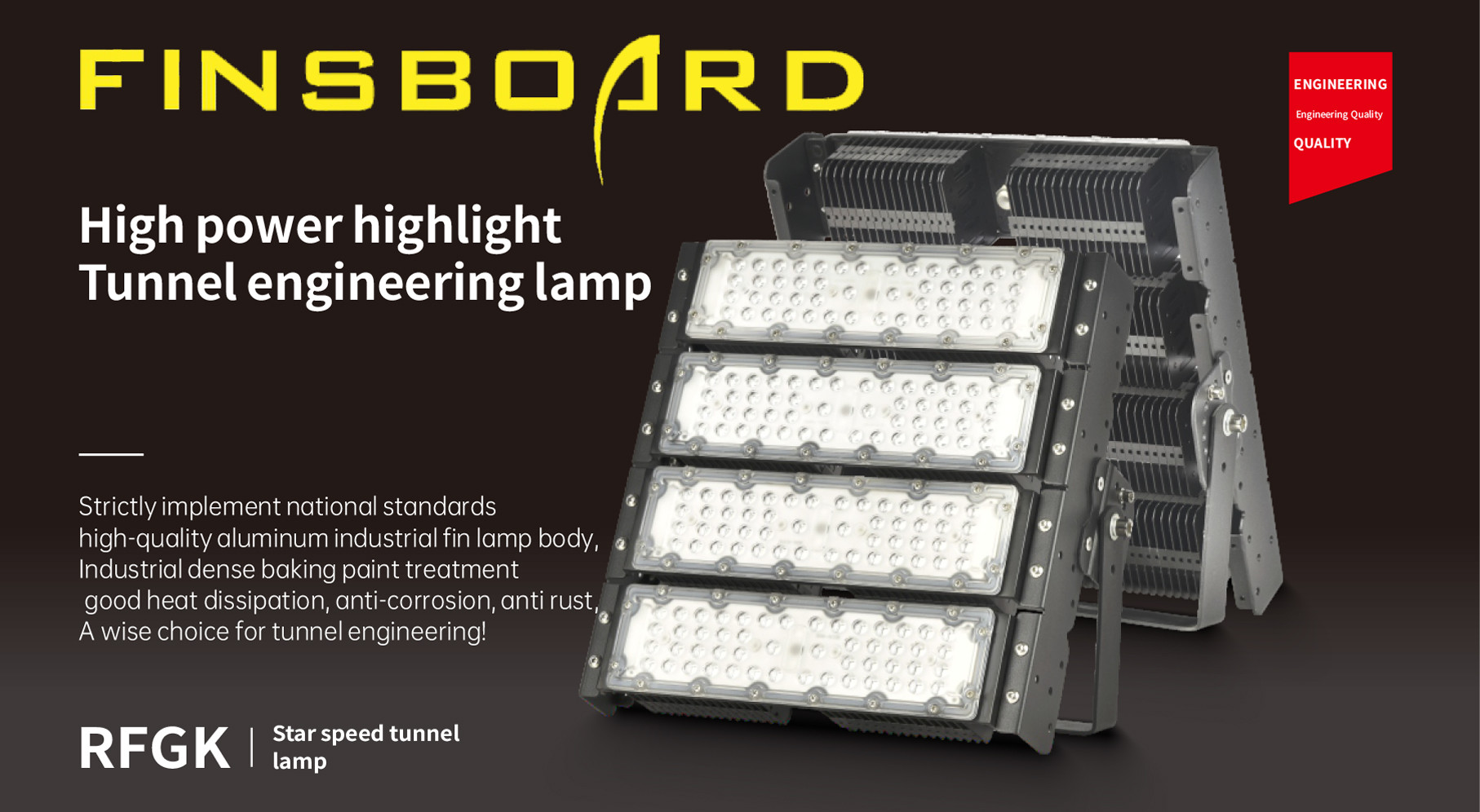 High Power LED Arena Flood Lights RFFL-01 150W Tunnel Engineering Lamp