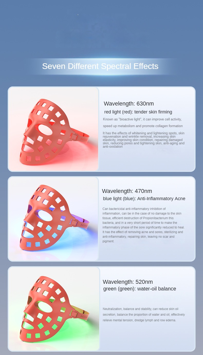 Red Light Therapy for Face 7 Colors Light Therapy Mask for Women and Men LED Face Mask Infrared Light Therapy with Remote 3D Adant to Face Shape