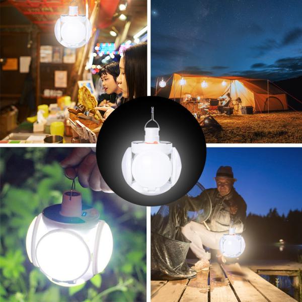 Folding LED Soccer Ball Lamp USB Charge Search Light For Camping