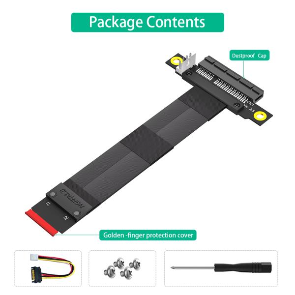 180 Degrees Linux PCIe Adapter Cable M.2 NGFF To 3.0 X4 PCIe Extension Cable