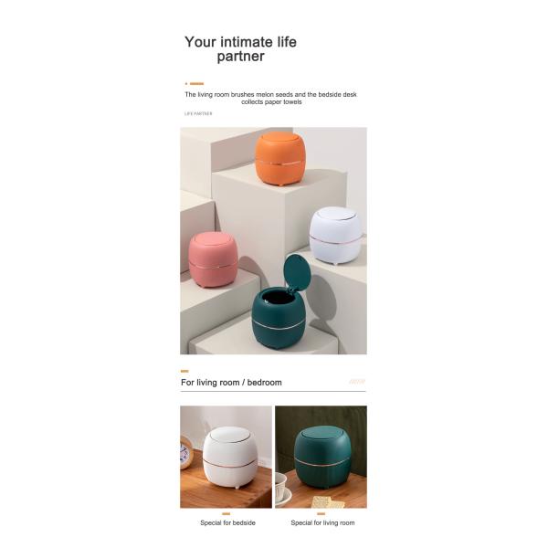 Orange Pink 4L Desktop Trash Can Home Office Mini Countertop Trash Can