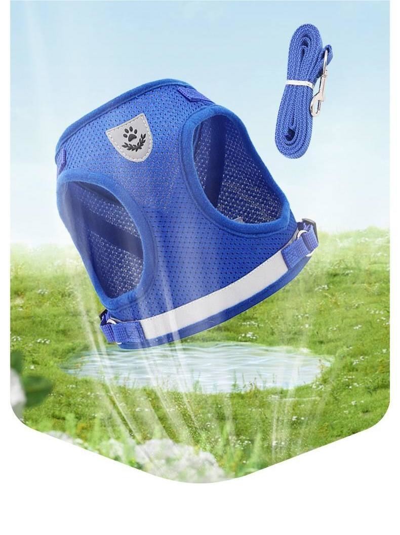 Polyester Mesh Breathable Pet Harness Vest Tensile Force Is Divided Evenly