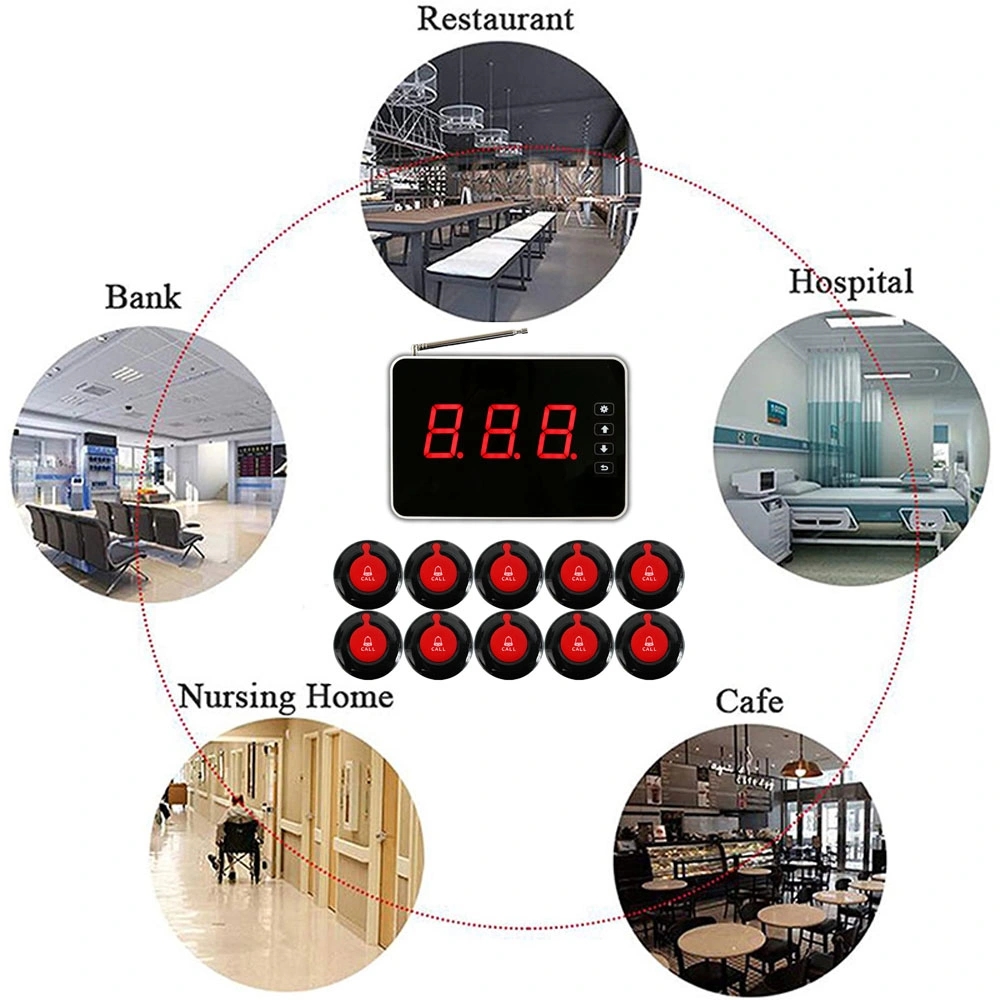 ABS Plastic Wireless Waiter Guest Pager Service System with 300-500m Range Application