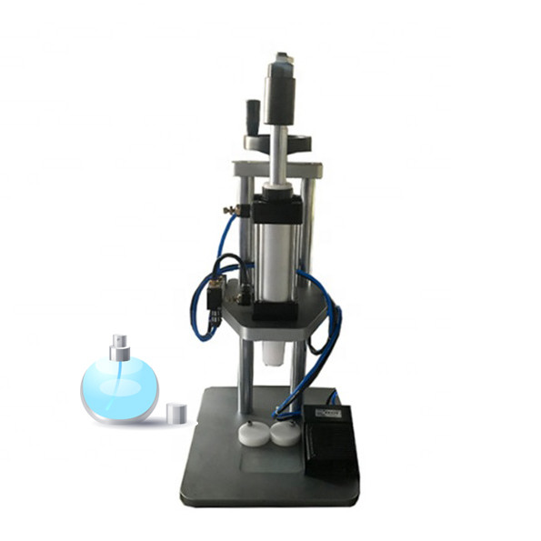 Tabletop Perfume Making Equipment Pneumatic Perfume Bottle Pump Middle Collar Ring Pressing Machine