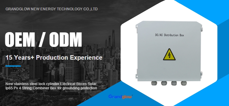New stainless steel lock cylinder Electrical Boxes Solar Ip65 Pv 4 String Combiner Box for grounding protection