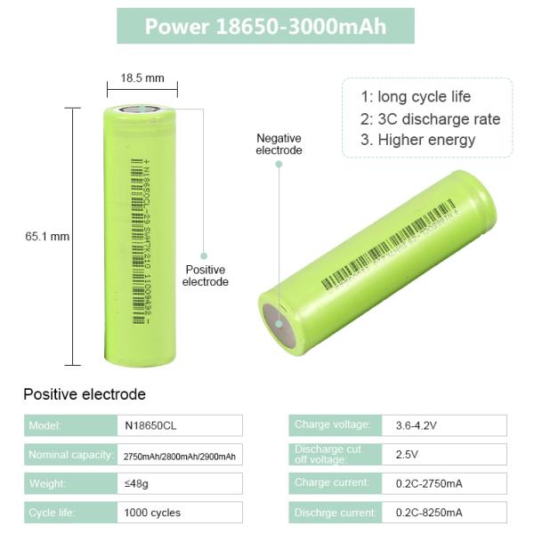 3.7V 2900Mah Rechargeable Li Ion Battery 18650 For Portable Printer