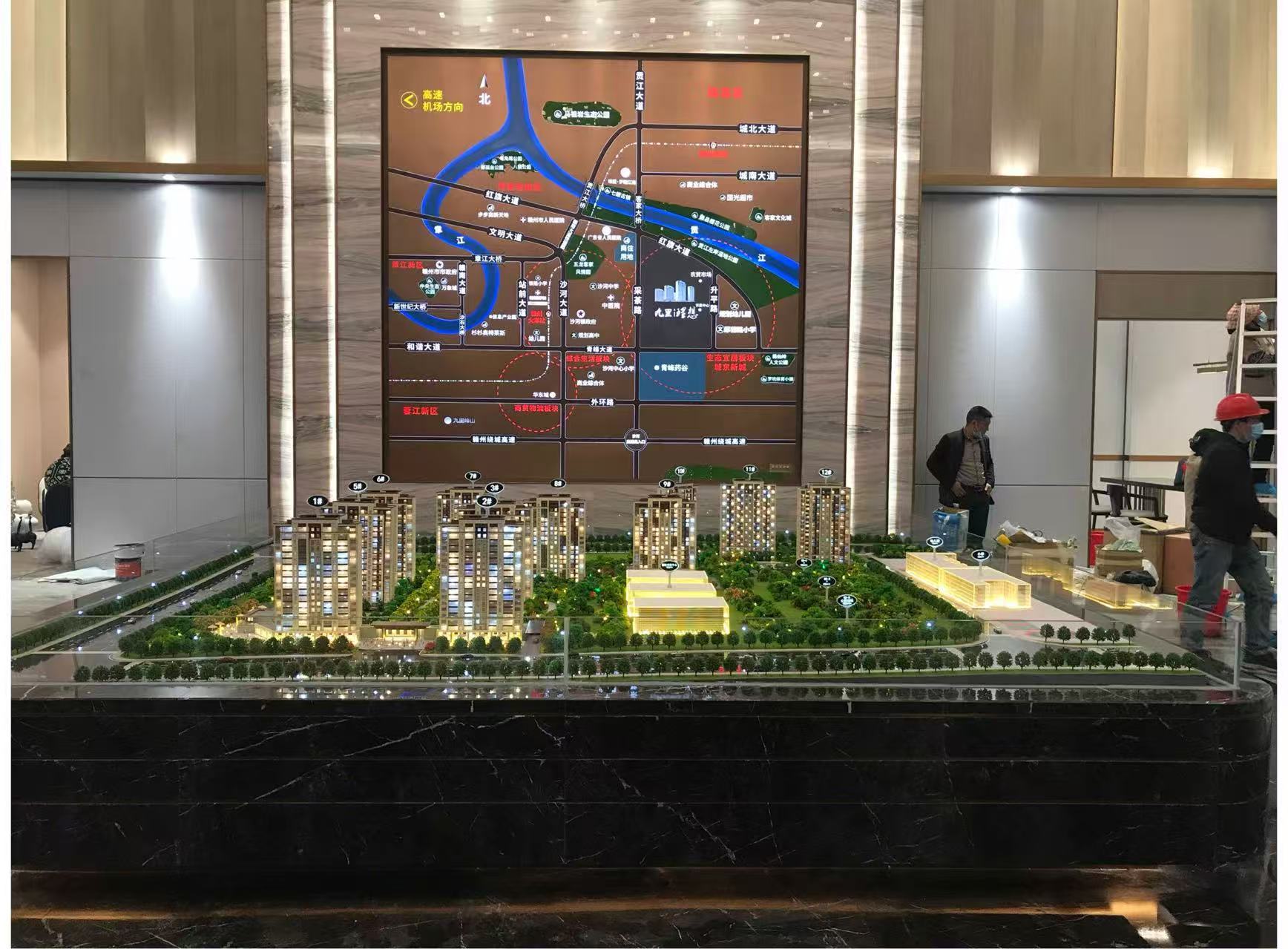 Multiple Building Architecture Models With Integrated Landscaping And Lighting