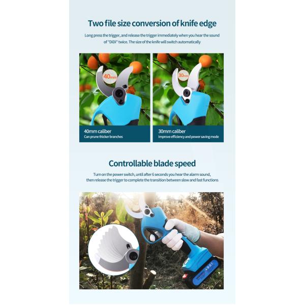 40mm Cordless Electric Pruning Shears With Progressive Finger Protection Function