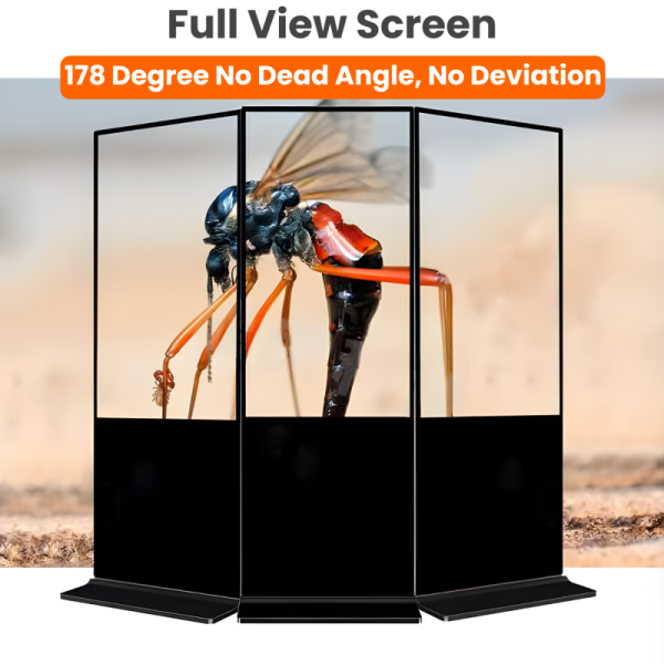 Full View Screen - 178 Degree No Dead Angle display angle graphic featuring a dragonfly macro photo across 3 screens
