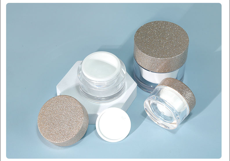 Customizable Label Acrylic Plastic 30g 50g Luxury Shiny Silver Aluminum Frosted Cosmetic Cream Jar with ABS Flat Top Lid