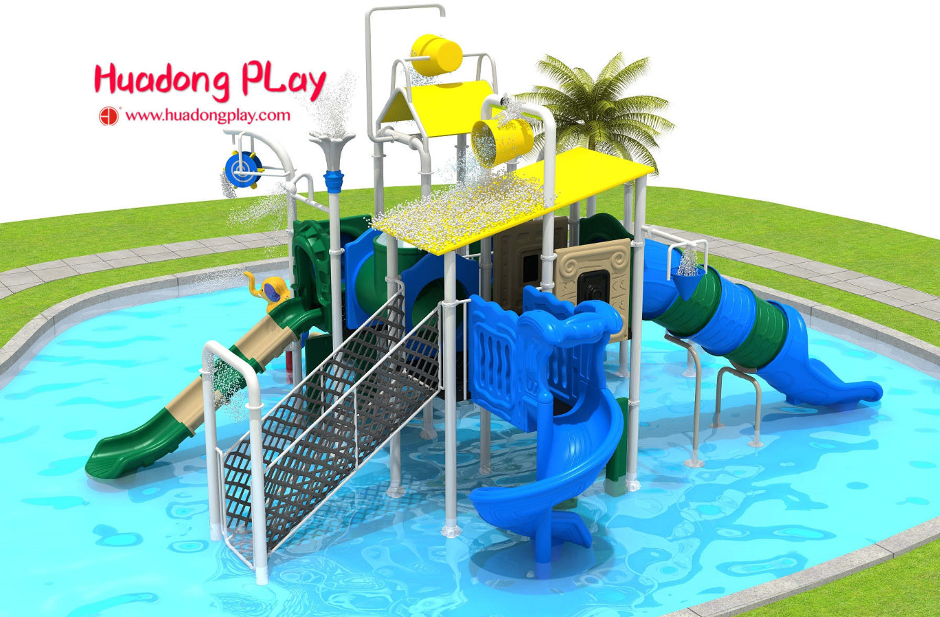 Outside Water Park Playground Equipment Slip Slide Easy To Maintain Long Life Span