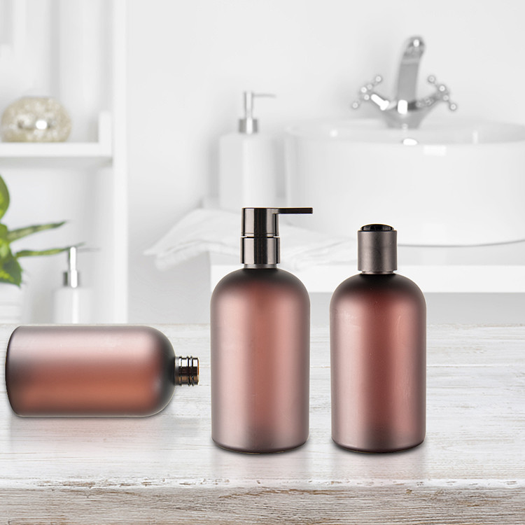 360ml Plastic Shampoo Bottle Containers For Hair Care Matte Finish Brown Color