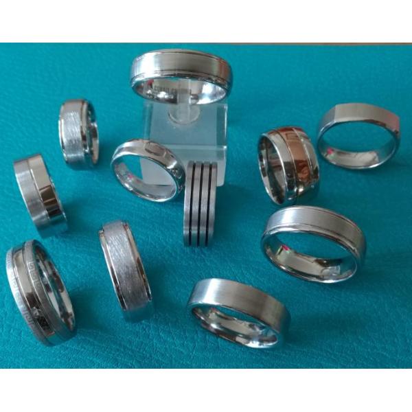 8mm Cobalt Chrome Mens Brushed Stepped Edges Wedding Band Ring