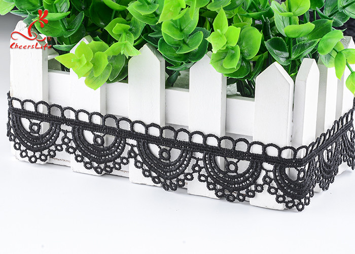 Durable Quality 4 Cm Popular Milk Yarn Voile Embroidered Embroidery Hollow Out Black Lace for Casual Dress
