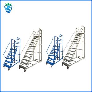 Quality Movable Platform Step Ladders With Handrails Pulley Ladder for sale