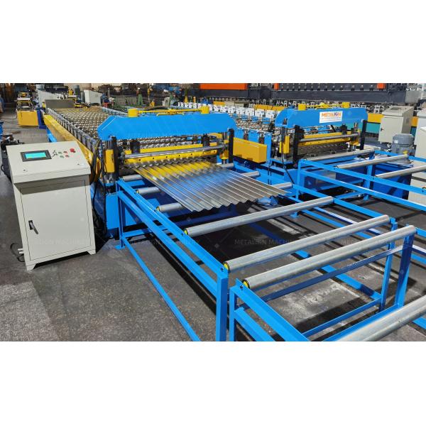 Sea Wave Metal Roof Tile Roll Forming Machine With Hydraulic Punching And Chain Drive