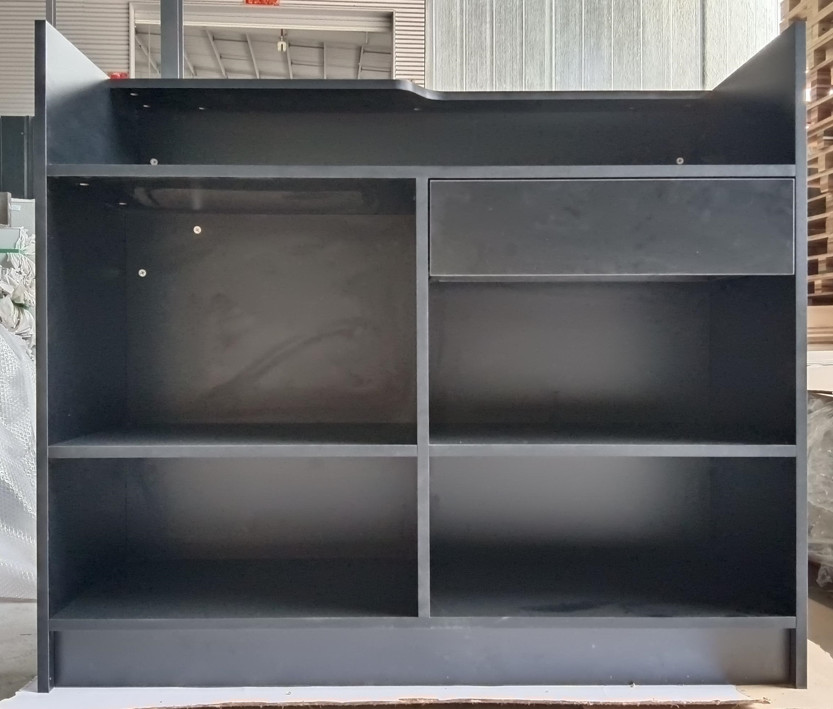 Wood 4' Ledge Counter Display Cabinet With Drawers Scratch Resistant