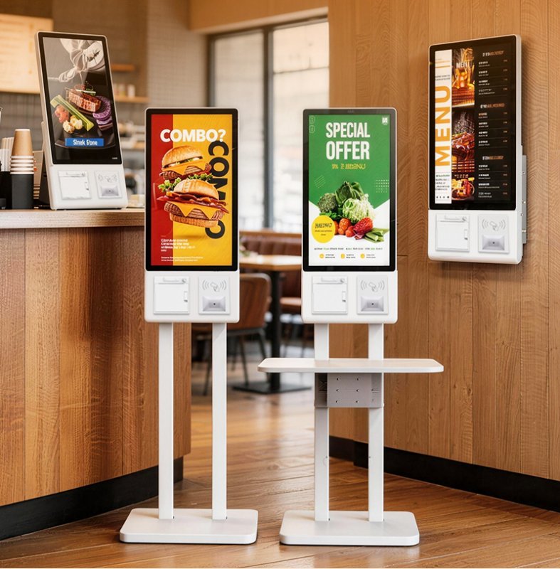 Self Ordering Kiosk with Touchscreen and QR Code Scanner Streamline Retail Checkout Process