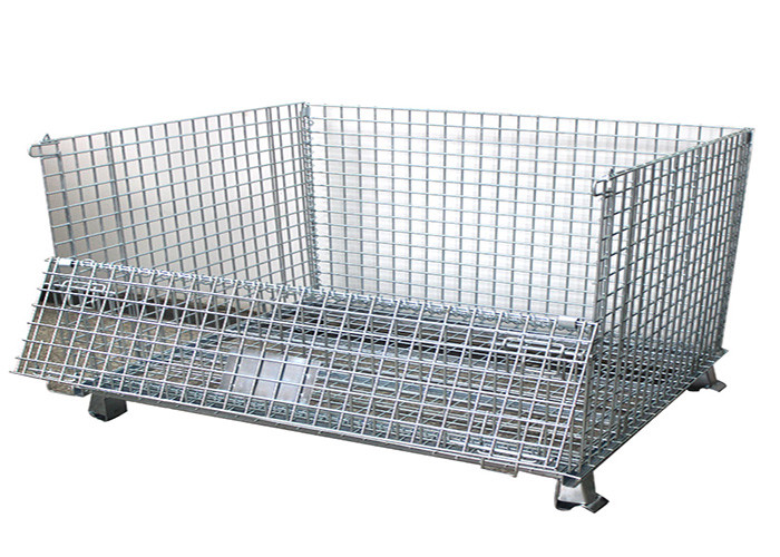 Quality 2 swivel Folding Wire Container , SGS Pallet Mesh Container for sale